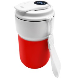 Термокружка вакуумная герметичная с дисплеем Clive To Go, белый/красный