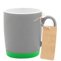Кружка Make Me To Go, серая/зелёная биркой