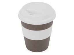 Стакан с силиконовой крышкой "Cafe", белый