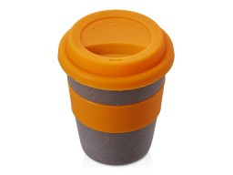 Стакан с силиконовой крышкой "Cafe", оранжевый