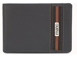 Бумажник Mano "Don Leonardo", с RFID защитой, натуральная кожа в сером цвете, 12,5 х 2,5 х 9 см