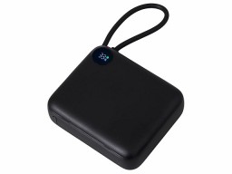 Внешний аккумулятор со встроенным кабелем «Liri», QC/PD, 10000 мАч, черный