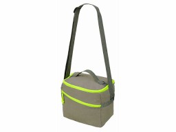 Изотермическая сумка-холодильник "Neo Classic" c контрастной молнией, серый/зеленое яблоко