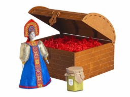 Подарочный набор: кукла фарфоровая, крем-мед, красный