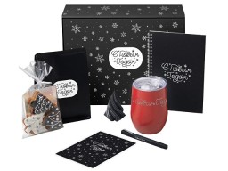Подарочный набор c термокружкой, блокнотом, ручкой и свечкой, красный