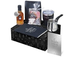 Подарочный набор с туркой, кофе и термокружкой, черный