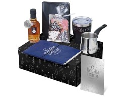 Подарочный набор с туркой, кофе и термокружкой, синий