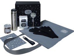 Подарочный набор с перчатками, термосом и чаем, черный