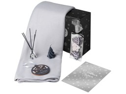 Подарочный набор с пледом, свечой и диффузором, серый