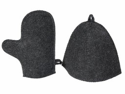 Банный набор из шапки и рукавицы "Renew", серый