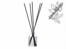 Диффузор с ароматом "Табак и ваниль", 30мл, стекло, пробка, палочки 5 шт., мешочек из органзы черный