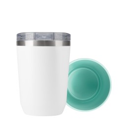 Термокружка вакуумная с керамическим покрытием Арктик, белый/аква